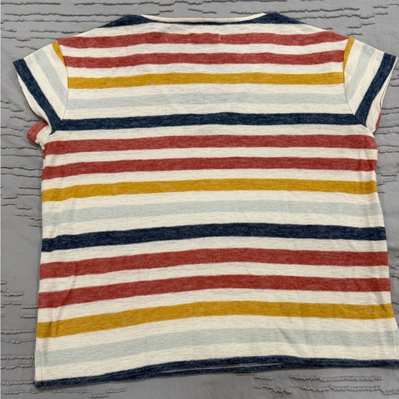Madewell Skyline V-Neck Tee with Red, Blue, and Mustard Stripes EUC- worn once - Picture 9 of 11